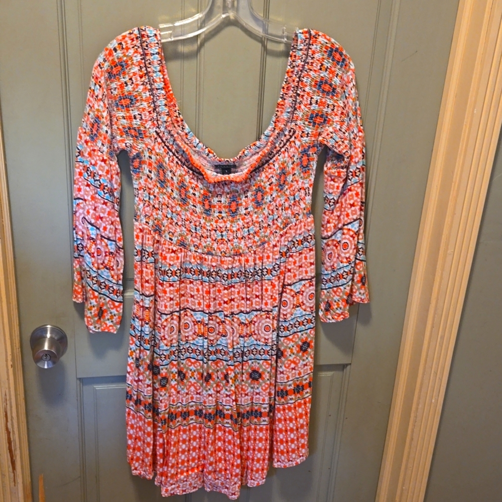 TORRID BOHEMIAN OFF THE SHOULDER ON THE SHOULDER DRESS w/BELL SLEEVES